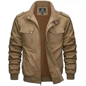 MAGCOMSEN Jacken MAGCOMSEN Übergangsjacke Herren Winddichte Cargo Outdoorjacke Herbst Blouson Jacke Militär Armee Fliegerjacke Baumwolle Stehkragen Freizeitjacke mit Multi Taschen
