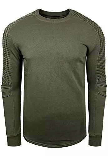 Rusty Neal Pullover & Strickmode Rusty Neal Herren Biker Sweater Sweatshirt Gerippter Langarm Slim Fit Lang Geschnitten Rundhals 056