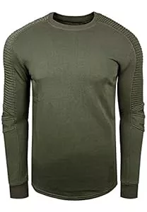 Rusty Neal Pullover & Strickmode Rusty Neal Herren Biker Sweater Sweatshirt Gerippter Langarm Slim Fit Lang Geschnitten Rundhals 056