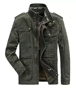 MERCIYD Jacken MERCIYD Herren Übergangsjacke Cargo Jacke Männer Stehkragen Baumwolle Jacke Multi Taschen Armeejacke WinteJacke HerbstJacke Casual Windbreaker