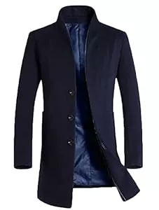 Lavnis Mäntel Lavnis Herren Trenchcoat Lang Wollmischung Übermantel Slim Fit Down Topcoat