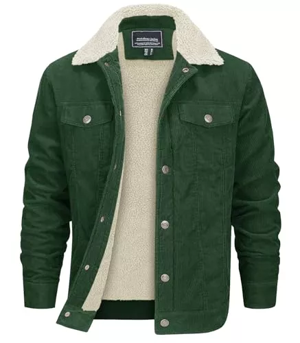 EKLENTSON Jacken EKLENTSON Herren Warme Cordjacke Winter Winddicht Outdoorjacke Casual Gefütterte Übergangsjacke mit Taschen