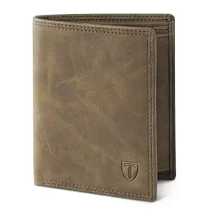 TENBST Taschen & Rucksäcke TENBST Geldbörse Herren mit RFID Schutz, Portmonee mit 15 kartenetui, Ausweisfenster & Fotofenster, Münzfach mit Knopf, 2 Geldscheinfächern, Herren Geldbörse mit Geschenkbox – Braun