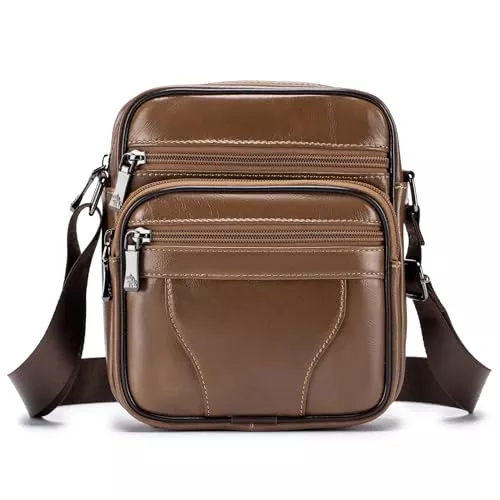 BAGZY Taschen & Rucksäcke BAGZY Herren-Umhängetasche, Echtleder, kleine Umhängetasche, Herren, Umhängetasche, Business-Taschen, Rucksäcke, Travers, Taschen, Handtaschen, Reise