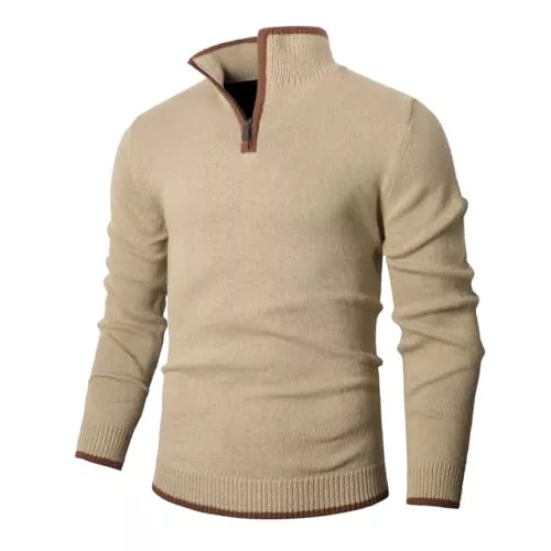 Zaitun Pullover & Strickmode Zaitun Herren Rollkragenpullover 1/4 Zip Pullover Warm Langarm Einfarbig Sweater Casual Top