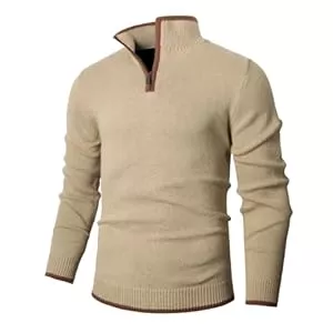 Zaitun Pullover & Strickmode Zaitun Herren Rollkragenpullover 1/4 Zip Pullover Warm Langarm Einfarbig Sweater Casual Top
