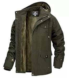 MAGCOMSEN Jacken MAGCOMSEN Winterjacke Herren Warm Gefüttert Jacke Fleece Winterparka Winddicht Outdoor Übergangsjacke mit Abnehmbarer Kapuze