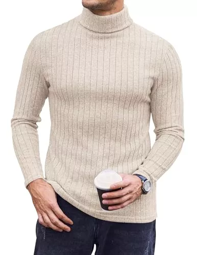 Ekouaer Pullover & Strickmode Ekouaer Rollkragenpullover Herren Thermooberteile Herbst Winter Dünn Rollkragenshirt Slim Fit Warm Langarmshirt Basismodell S-XXL