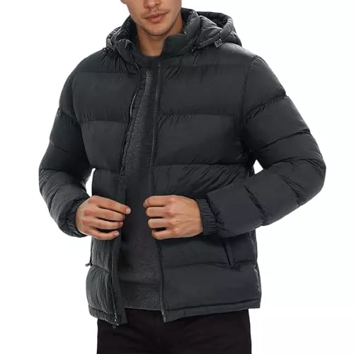 Generisch Jacken Generisch Glänzende Daunenjacke Herren Warme Winterjacke Leichte Steppjacke Mit Kapuze Outdoor Puffer Jacke Puffermantel Langarm Wintermantel