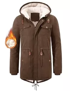 Vijamiy Jacken Vijamiy Winterjacke Herren Fleece Gefüttert Winterparka Mit Kapuze Warm Winddicht Lang Mantel Herren Winter Outdoor Parka Jacke