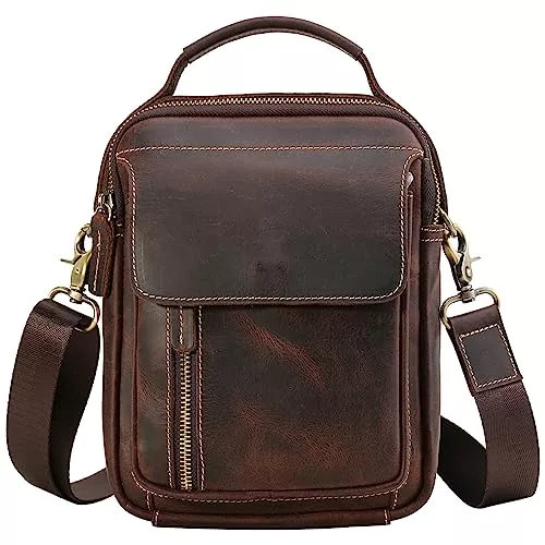 TIDING Taschen & Rucksäcke TIDING Männer Schultertaschen, echtes Leder Crossbody Pack Geldbörse Casual Satchel Seitentasche Kleine Handtaschen