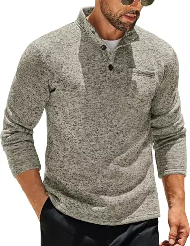 COOFANDY Pullover & Strickmode Coofandy Men's Casual Henley Pullover Sweatshirt Thermal Fleece Slim Fit Sweater