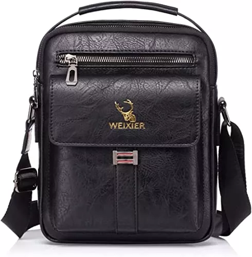 Hjkiopc Taschen & Rucksäcke Hjkiopc Umhängetasche Herren Schultertasch Crossbody Handytasche Messenger Bag Herrentasche Shulder Bag Leder Brusttasche