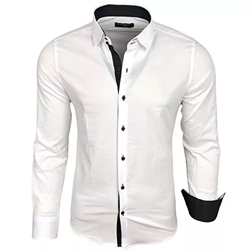 Baxboy Hemden Baxboy Herren-Hemd Langarm/Business Freizeit Hochzeit/Bügelleicht/Slim-Fit/Anzug Kentkragen Hemd B-500