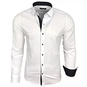 Baxboy Hemden Baxboy Herren-Hemd Langarm/Business Freizeit Hochzeit/Bügelleicht/Slim-Fit/Anzug Kentkragen Hemd B-500