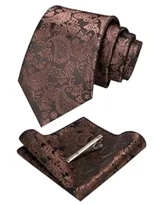 JEMYGINS Geldbörsen & Etuis JEMYGINS Graziös Paisley Elegant Herren Krawatte und Einstecktuch mit krawattenklammer Sets