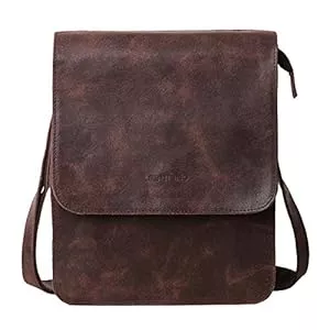Leathario Taschen & Rucksäcke Leathario Herren Umhängetasche Leder，Schultertasche aus Echtem Leder，Herrentasche mit Großer Kapazität für Alltag Freizeit Arbeit