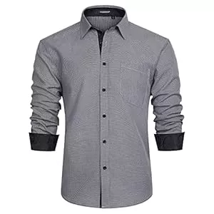 HISDERN Hemden HISDERN Herrenhemd, langärmelig, Knopfleiste, Freizeithemden für Herren, Innenkontrast, formell, Business, Smoking, Hochzeitshemd