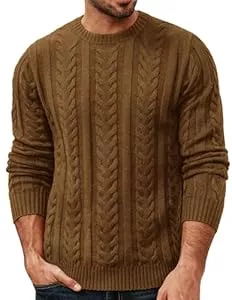 PJ PAUL JONES Pullover & Strickmode PJ PAUL JONES Herren Pullover mit Rundhalsausschnitt Langarm Zopfmuster Winter Strickpullover