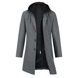 YOUTHUP Mäntel YOUTHUP Mantel Herren Wollmantel mit Kapuze Mittellang Wolle Winter Herrenmantel Slim Fit Wintermantel