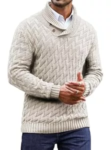 Zaitun Pullover & Strickmode Zaitun Herren Strickpullover Rollkragenpullover mit Knöpfen Warm Langarm Pullover Freizeit Winterpullover