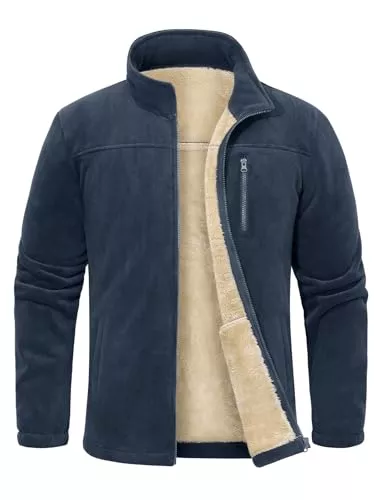 TOMEEK Jacken TOMEEK Fleecejacke Herren Full Zip Winter Thermojacke Outdoor Jacken für Herren Stehkragen Freizeit übergangs mit Reißverschluss Strickjacke Sherpa Jacken Dick Mantel