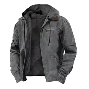 Generisch Jacken Generisch Wasserdichte, leichte Thermo-Fleecejacke mit Kapuze und Reißverschluss für Herren, ideal für Herbst und Winter, Wandern und Arbeiten im Freien