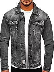 BOLF Jacken BOLF Herren Jeansjacke Übergangsjacke Trucker Jacket Sherpa Jacke mit Fell Teddyfell Jeans Denim Jacket Freizeitjacke Vintage Retro Classic Street Style [4D4]
