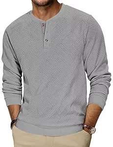 TARAINYA Pullover & Strickmode TARAINYA Henley Sweatshirt Herren Langarmshirt Pullover Männer mit Knopfleiste S-3XL