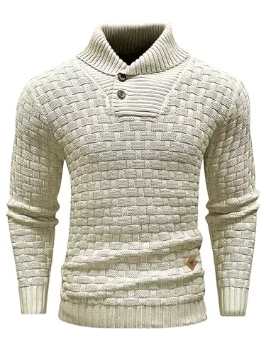 HYPESTFIT Pullover & Strickmode HYPESTFIT Herren Rollkragen Pullover Langarm Feinstrick Pullover Texturierte Gerippte Kante Basic Sweater