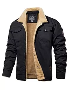 MAGCOMSEN Jacken MAGCOMSEN Herren Fleece Winterjacke Outdoor Cargo Fliegerjacke Militär Winterparka Winddichte Freizeitjacke Stehkragen Warme Gefütterte Jacken mit 5 Taschen