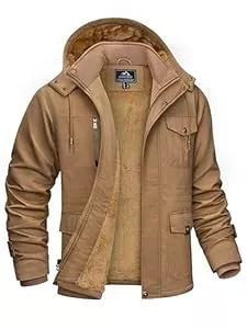 KEFITEVD Jacken KEFITEVD Winterjacke Herren Warm Gefüttert Jacke mit Abnehmbarer Kapuze Cargo Winterparka Winter Mantel Stehkragen Übergangsjacke Militär Jacken