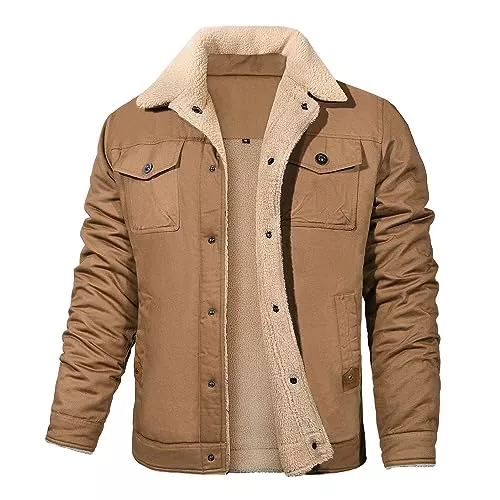 Vancavoo Jacken Vancavoo Winterjacke Herren Fleecejacke Übergangsjacke Winter Jacke Wärme Fleece Gefütterte Jacken Stehkragen Winterparka mit Taschen