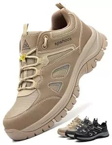 SPSHOOS Stiefel Arbeitsschuhe Herren S1P Sicherheitsschuhe Damen Leicht ESD Stahlkappenschuhe Küche rutschfest Atmungsaktiv Sportlich