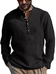 Gemijacka Langarmshirts Gemijacka Hemd Herren Langarm Henley Sommerhemd Herren Freizeithemd mit Brusttasche Regular Fit Men Shirts