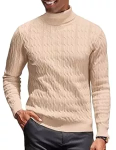 COOFANDY Pullover & Strickmode COOFANDY Rollkragenpullover Herren Zopfmuster Strickpullover Rollkragenpulli Feinstrick Winterpullover Slim Fit Sweater Turtleneck Herren