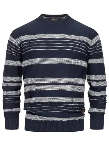 Indicode Pullover & Strickmode Indicode Herren INScott Pullover Gemustert mit Rundhals-Ausschnitt | Herrenpullover Strickpullover für Männer