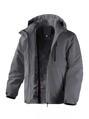 Flyplus Jacken Flyplus Winterjacke Herren Warm Fleece Gefüttert SkiJacke wasserdichte winddichte atmungsaktive Jacke mit Fleecefutter abnehmbare Kapuze dicke Softshelljacke