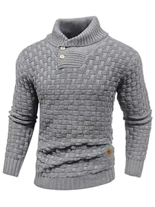 HYPESTFIT Pullover & Strickmode HYPESTFIT Herren Rollkragen Pullover Langarm Feinstrick Pullover Texturierte Gerippte Kante Basic Sweater
