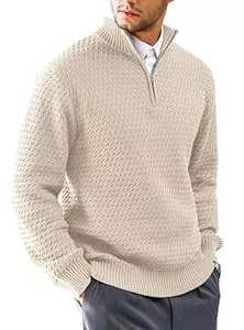 HYPESTFIT Pullover & Strickmode HYPESTFIT Herren Rollkragenpullover 1/4 Zip Pullover Warm Langarm Einfarbig Knitted Sweater Casual Top