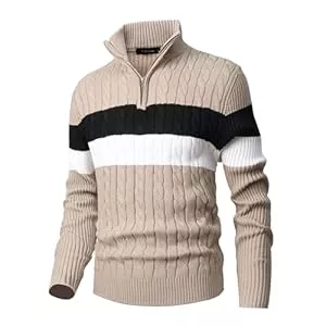 CoXuantion Pullover & Strickmode CoXuantion Herren Strickpullover 1/4 Reißverschluss Pullover Stehkragen Winterpullover Feinstrick Langarm Sweater Warme Weiche Arbeitspullover