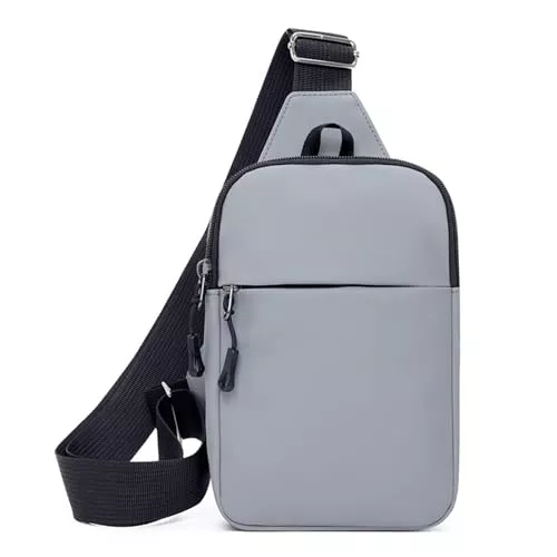 Shirene Taschen & Rucksäcke Shirene Graue PU Umhängetasche,20x15x5cm Wasserdichte Brusttasche & Sling Bag für Outdoor Reisen Schule Multifunktional als Männerhandtasche