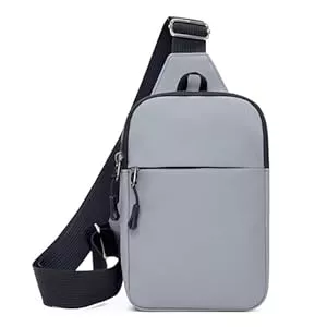 Shirene Taschen & Rucksäcke Shirene Graue PU Umhängetasche,20x15x5cm Wasserdichte Brusttasche & Sling Bag für Outdoor Reisen Schule Multifunktional als Männerhandtasche