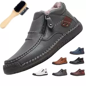 Generisch Stiefel Generisch Orthopädische Schuhe, Handgefertigte Komfort Rindsleder Schuhe mit Ergonomischer Rutschfester Sohle, Loafer Herren mit Seitlichem Reißverschluss