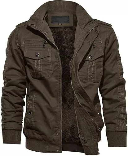 TACVASEN Jacken TACVASEN Herren Fleecejacke Warme Jacke Winter Thermojacke Gefüttert Übergangsjacke Militär Feldjacke Cargojacke mit Taschen