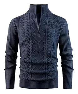 Btmpmcs Pullover & Strickmode Btmpmcs Pullover Herren 1/4 Zip Neck Rollkragenpullover Stehkragen Strickpullover Langarm Warmer Pulli Solid Arbeitspullover Feinstrick Sweater Winterpullover Sweatshirt Pullover mit Reißverschluss