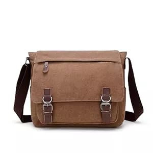 Sechunk Taschen & Rucksäcke Sechunk Segeltuch Leder Herren Umhängetasche 15,6 Zoll Große Laptoptasche Vintage Canvas Messenger Bag Aktenktasche Schultertasche Bürotasche Kuriertasche Arbeitstasche