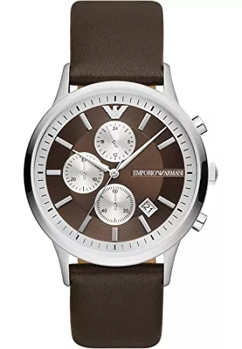 Emporio Armani Uhren Emporio Armani Watch for Men, Quartz 3 sub dial Chronograph Movement and 43mm Case Size with Leather Strap