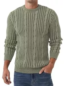 QIXING Pullover & Strickmode QIXING Herren Zopfmuster Pullover Rundhals Langarm Strickpullover Warm Weich Elastisch Herbst Winter Casual Pulli