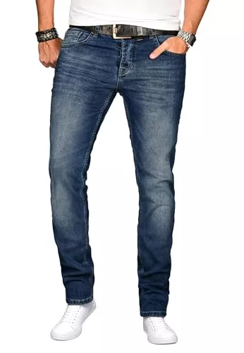 ALESSANDRO SALVARINI Jeans ALESSANDRO SALVARINI Herren Slim Fit Jeans Hose Denim Stretch-Jeans Jeanshose Washed